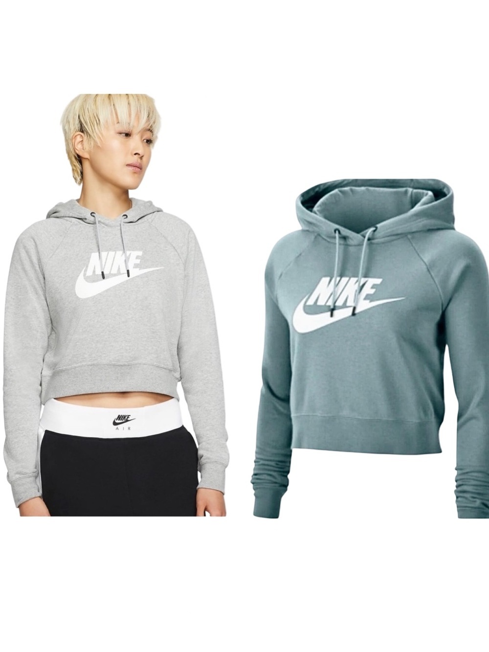 NIKE Essential Cropped Hoodie Ocean Blue Cotton Women’s XL